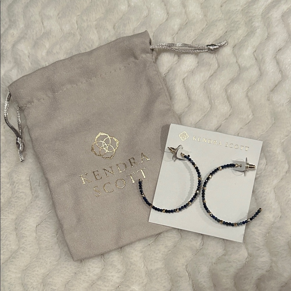 Kendra Scott Blue and Gold hoop earrings